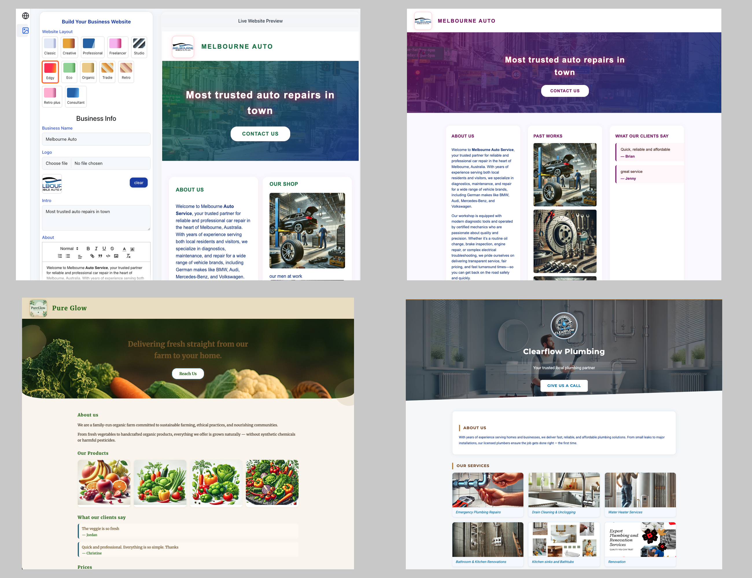 Example websites created with InvoiceCraft