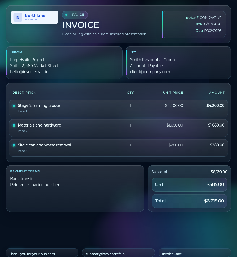 Aurora Wave template preview