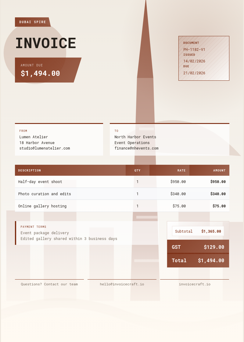 Dubai Spire invoice preview v1