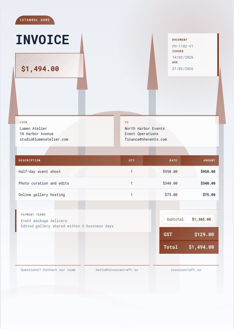 Istanbul Dome invoice preview v1