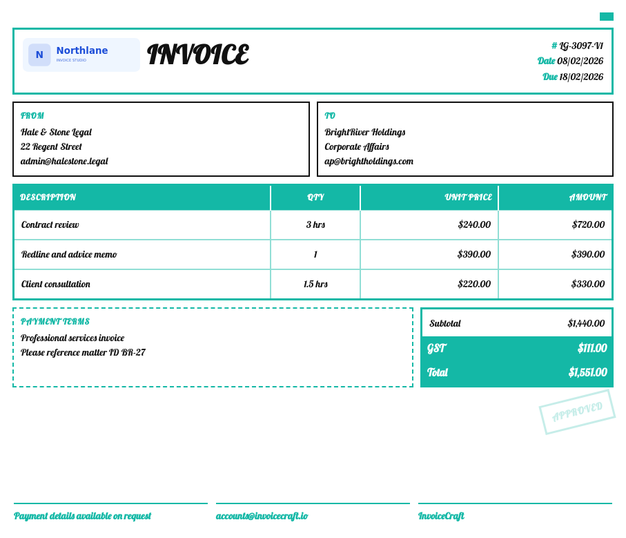 Mono Stamp invoice preview v1