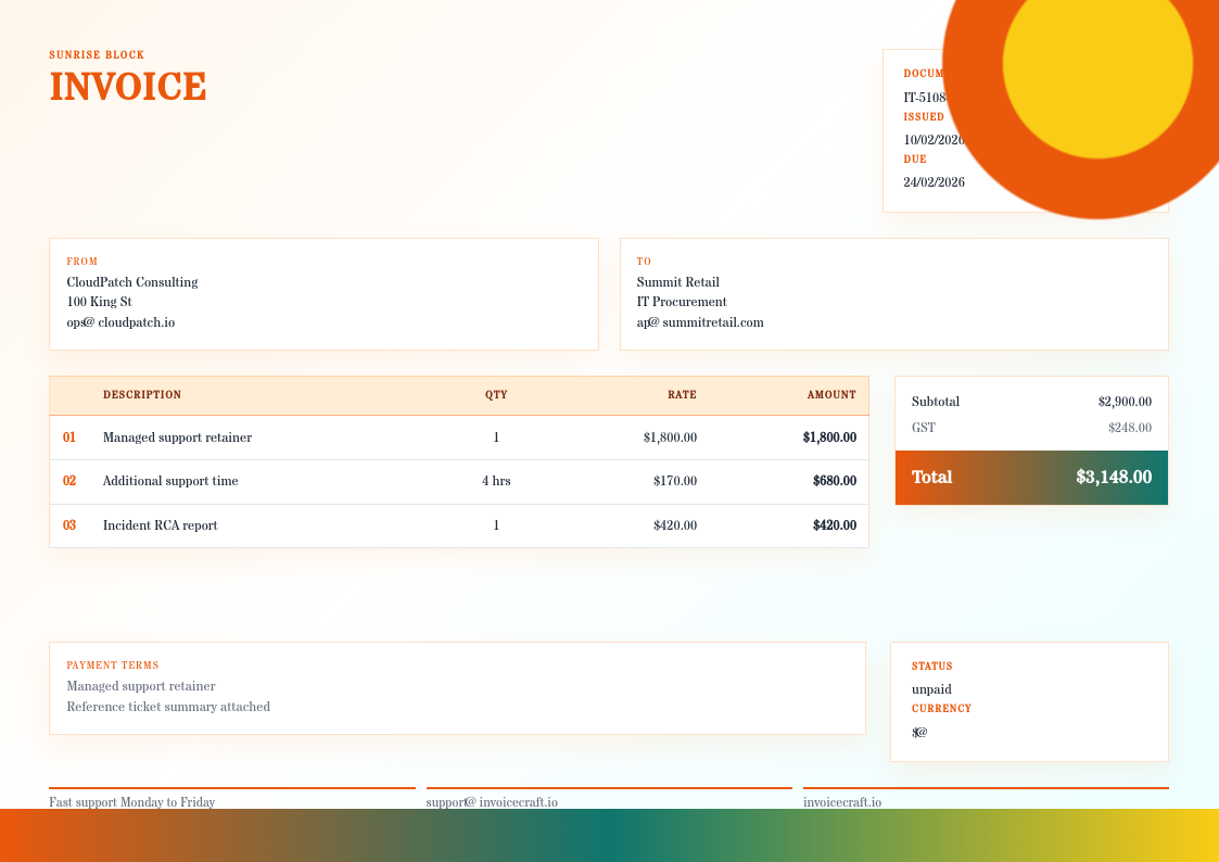 Sunrise Block invoice preview v1