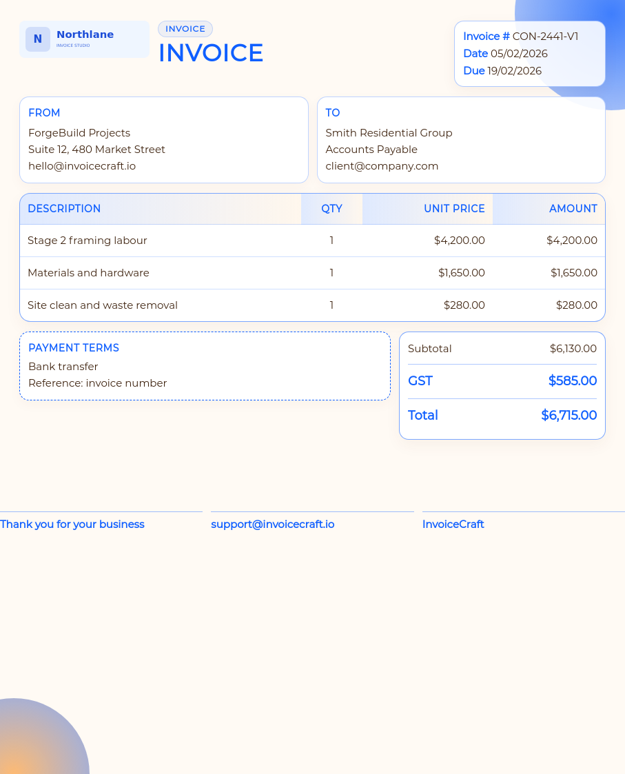 Sunset Paper invoice preview v1