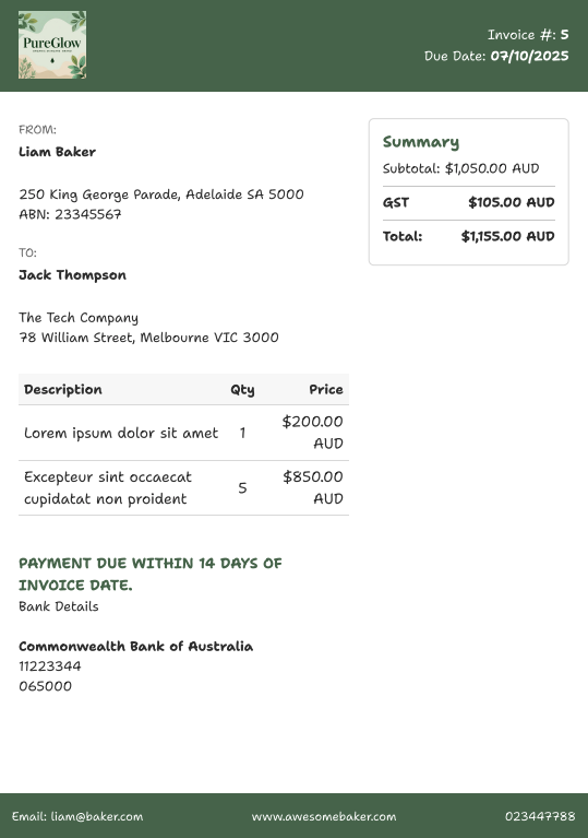 Split header Invoice Template with logo